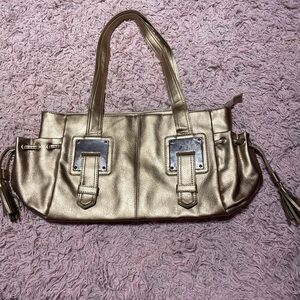 Brand new Y2K Gold leather handbag with adjustable straps #luxury #leather